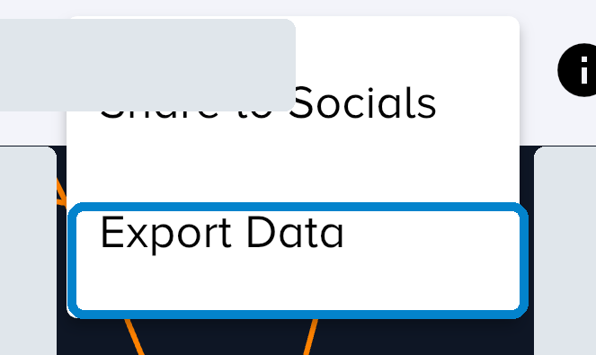 Menú de Vakaros Connect con la opción Export Data resaltada.